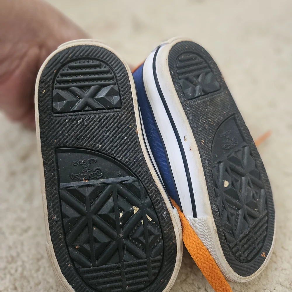 Converse Kids Navy Canvas High-Top Sneakers with Orange Laces